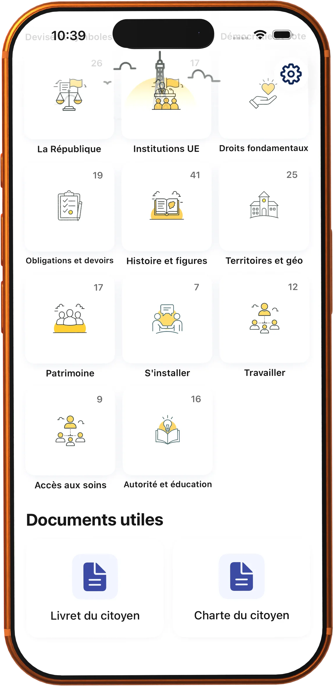 Examen Civique app features