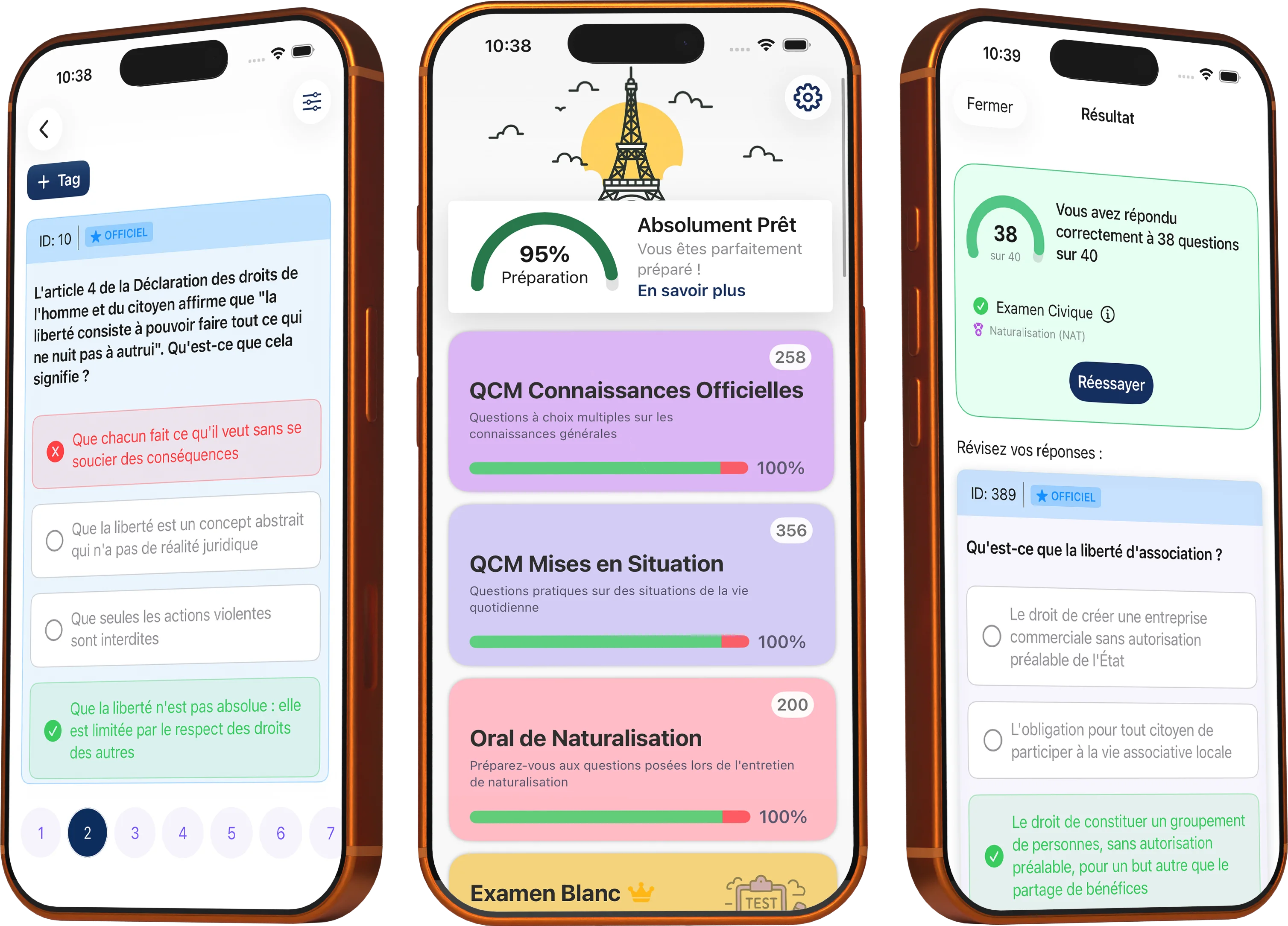 Examen Civique app screenshots